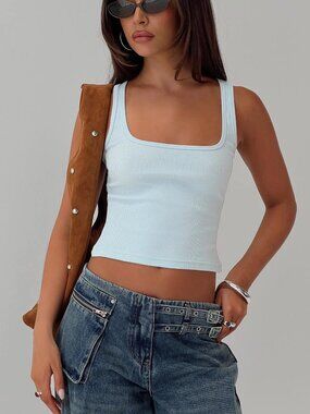 ✿ PRINCESS POLLY BASELINE SQUARE NECK RIB TANK TOP ✿